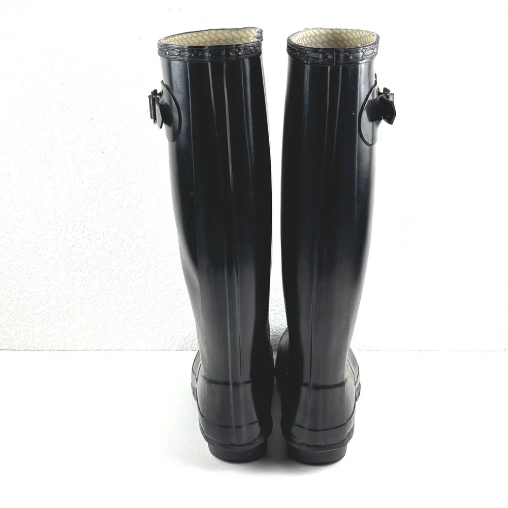 Hunter Huntress Gloss Rain Boots Womens 5 Black Waterproof Festival Outdoor